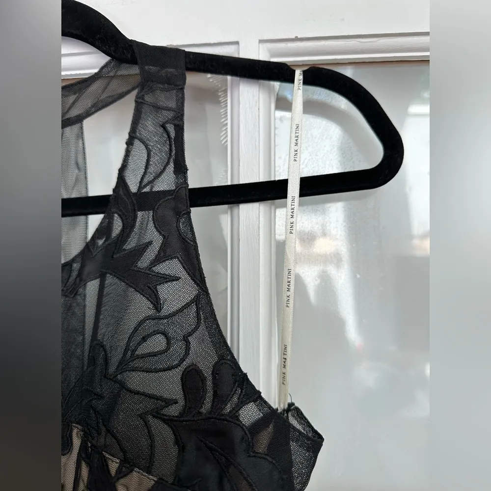 Pink Martini Cocktail Party Dress Black Nude Mesh Lined Sleeveless Size Medium M - Image 3