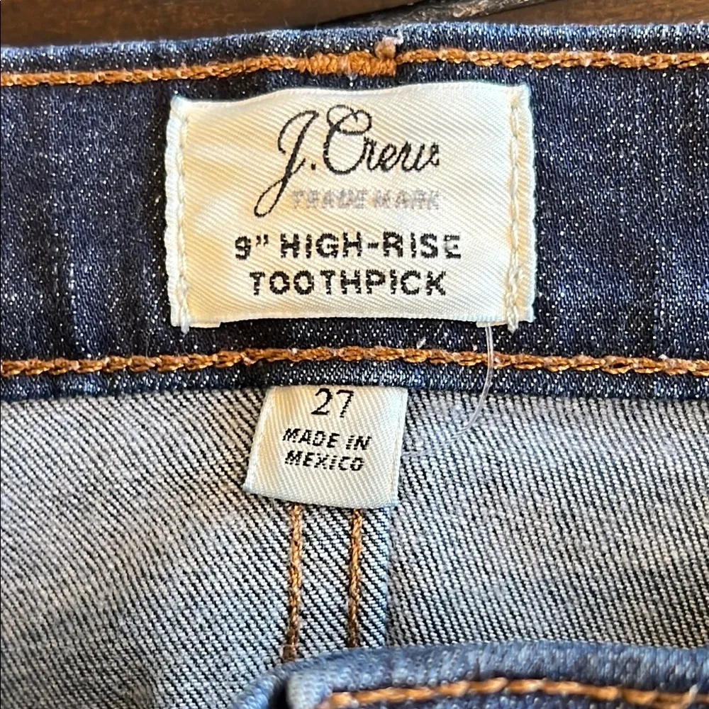 J CREW 9” High Rise Toothpick Skinny Dark Wash Jeans Size 27 - Image 6