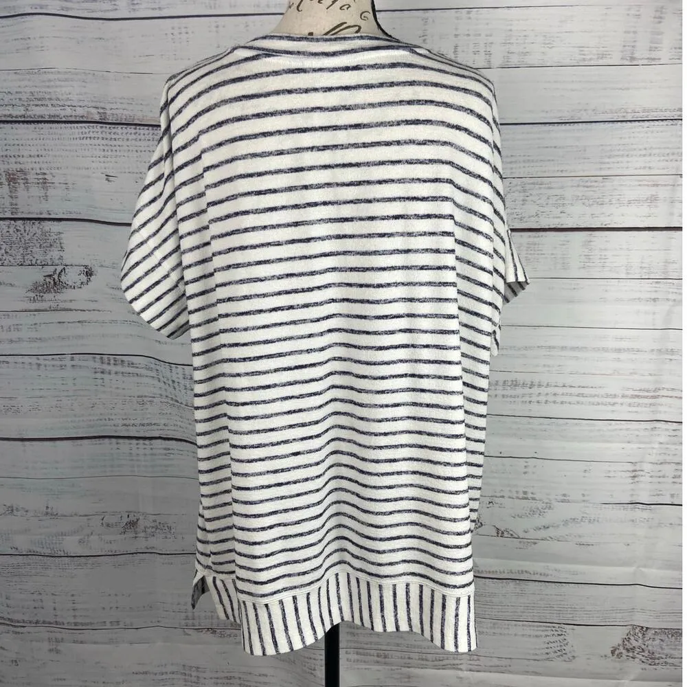 Weekends By Chicos 3 Shirt Womens XL Striped V Neck Short Sleeves Stretch - Image 4