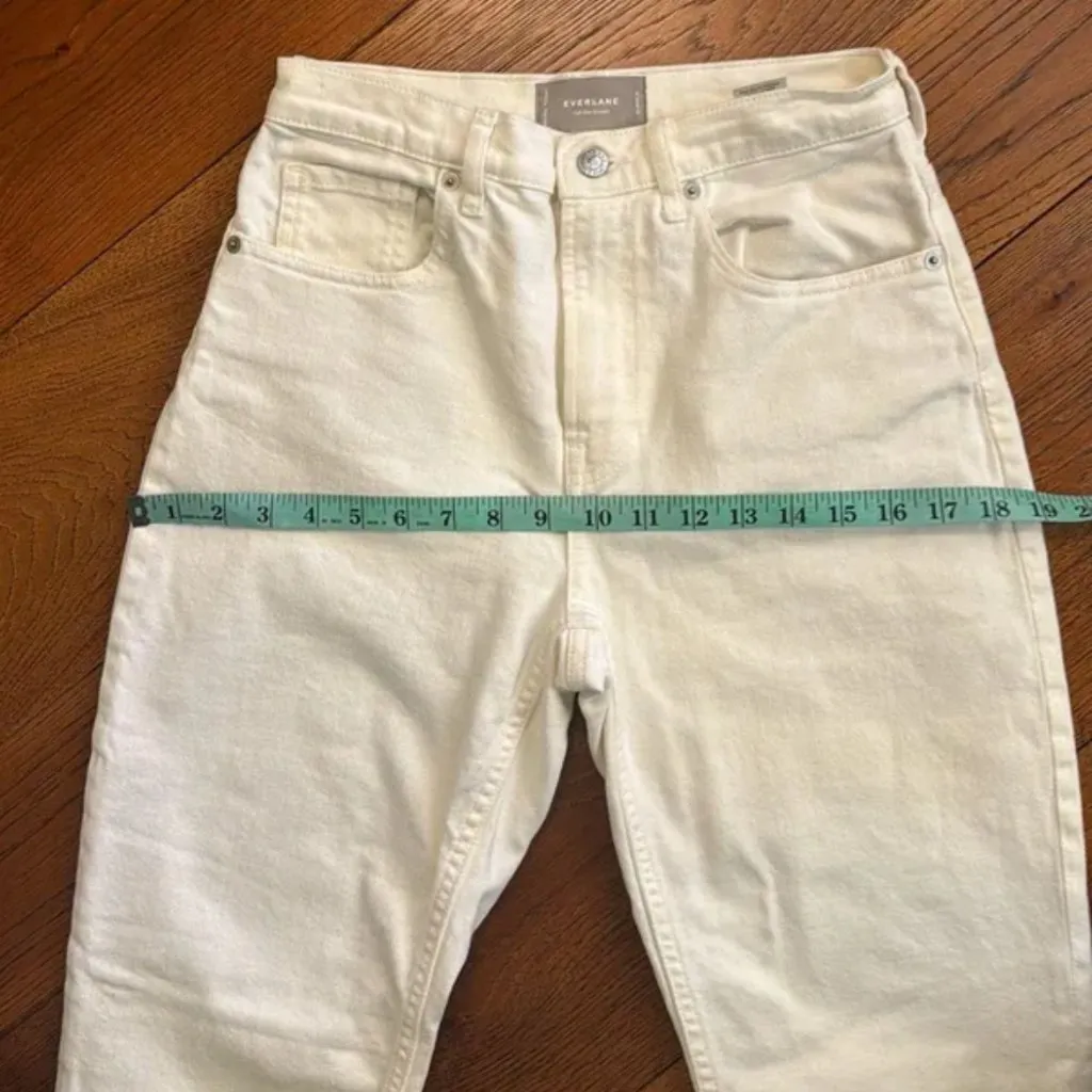 Everlane high rise Straight Leg Jeans white bone color size 26 - Image 8