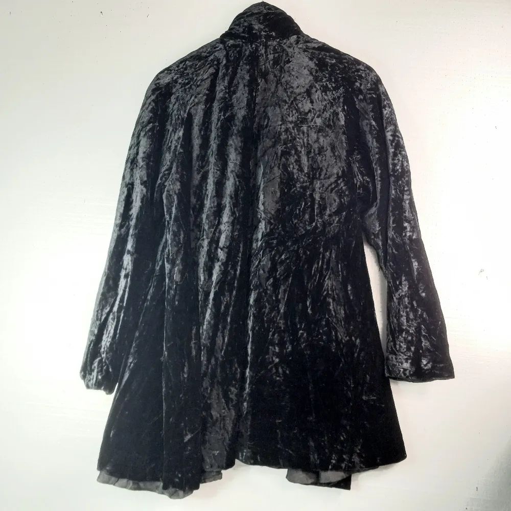 Dave & Johnny L Unique Black Crushed Velvet Cape Coat Whimseygoth Vintage - Image 2
