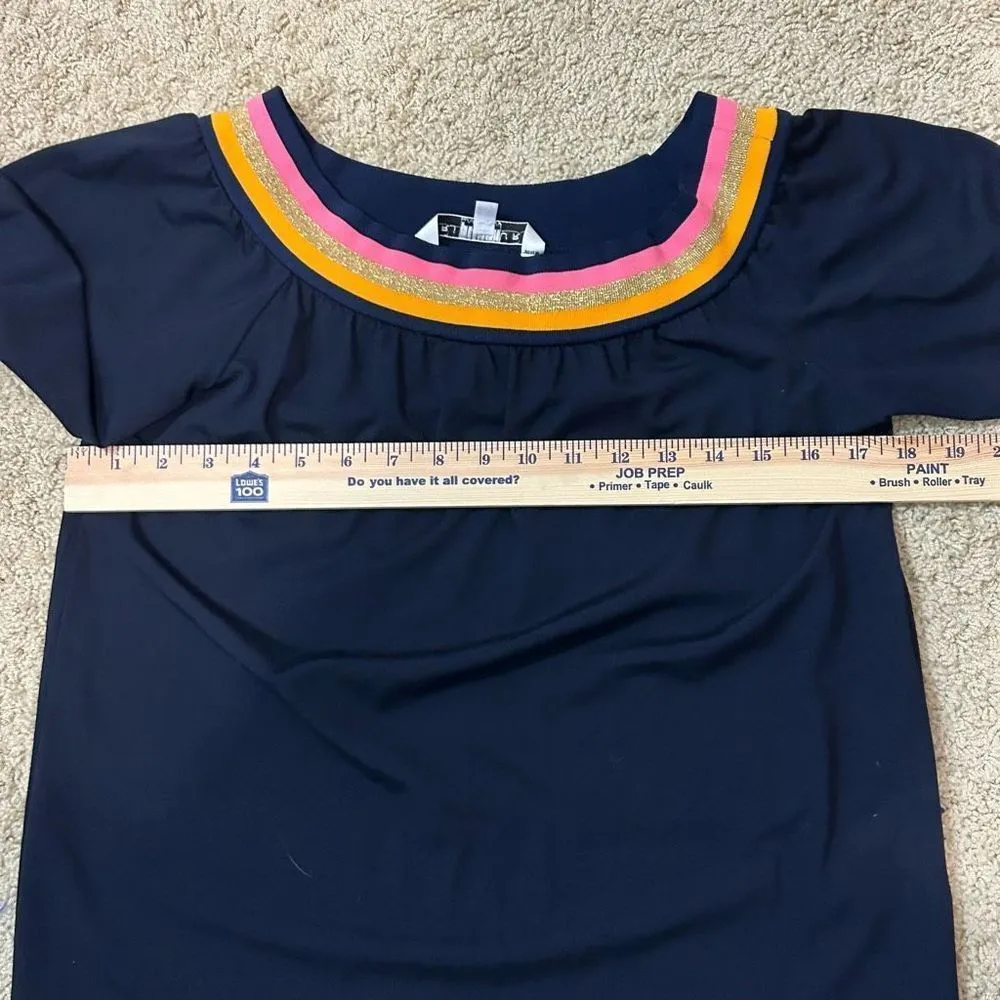 Trina Turk Equinox Off shoulder 3/4 sleeve top indigo blue women’s size‎ S - Image 10