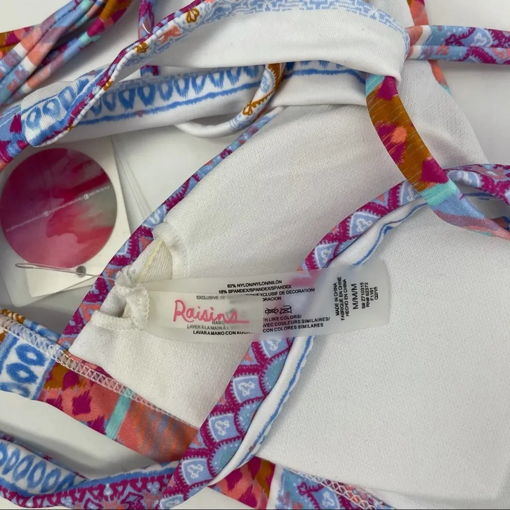 RAISINS Bikini Top Swim Seashells Bra Tie Top Beach Surf Pool NWT Size Medium - Image 6