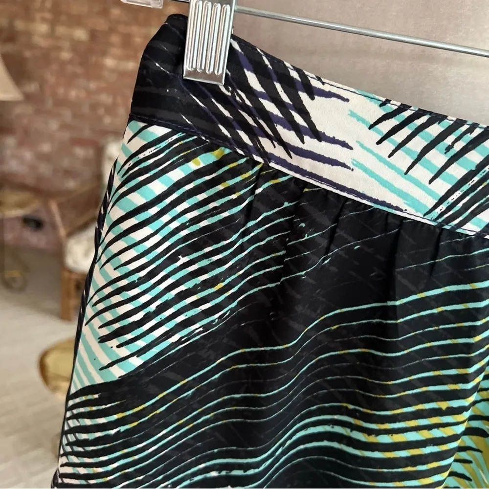 Loft Skirt Mini Palm Leaf Black Green 8P Silky Midrise A-line Party Date Concert - Image 5