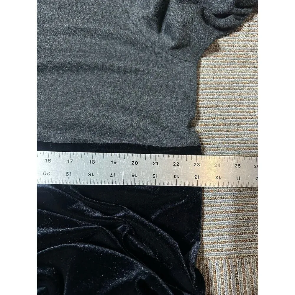 MATERNITY MOTHERHOOD DRESS BLACK VELVET/GRAY TIE BACK LONG MODEST SIZE XL - Image 7