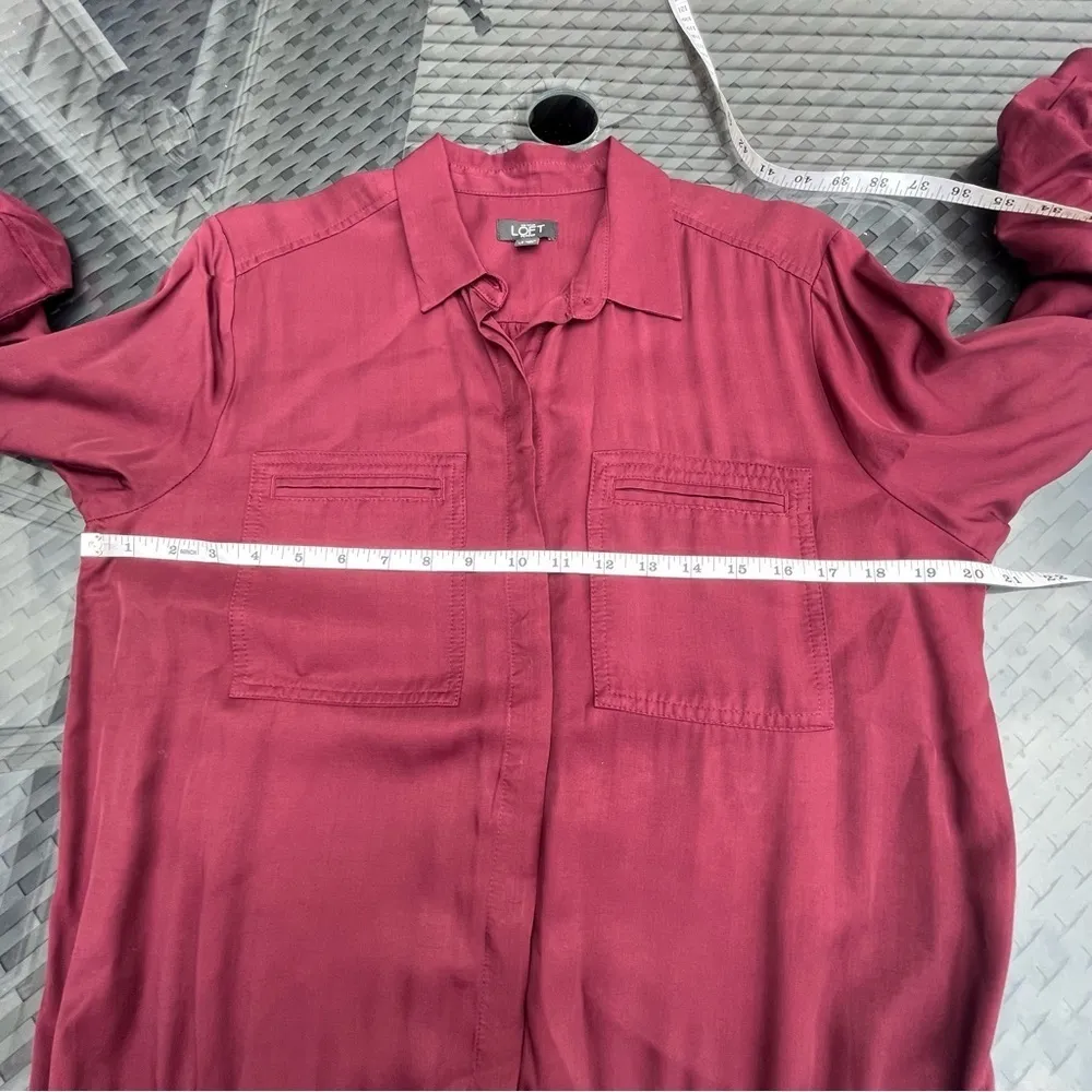 LOFT Utility Romper jumpsuit straight pants drawstring long sleeve Sz LP - Image 8