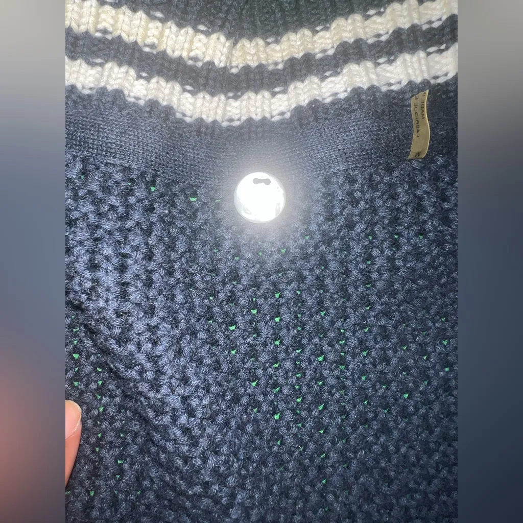 Margaret O’Leary 100% Cotton Navy Blue Open Front Cardigan Sweater size Medium - Image 5