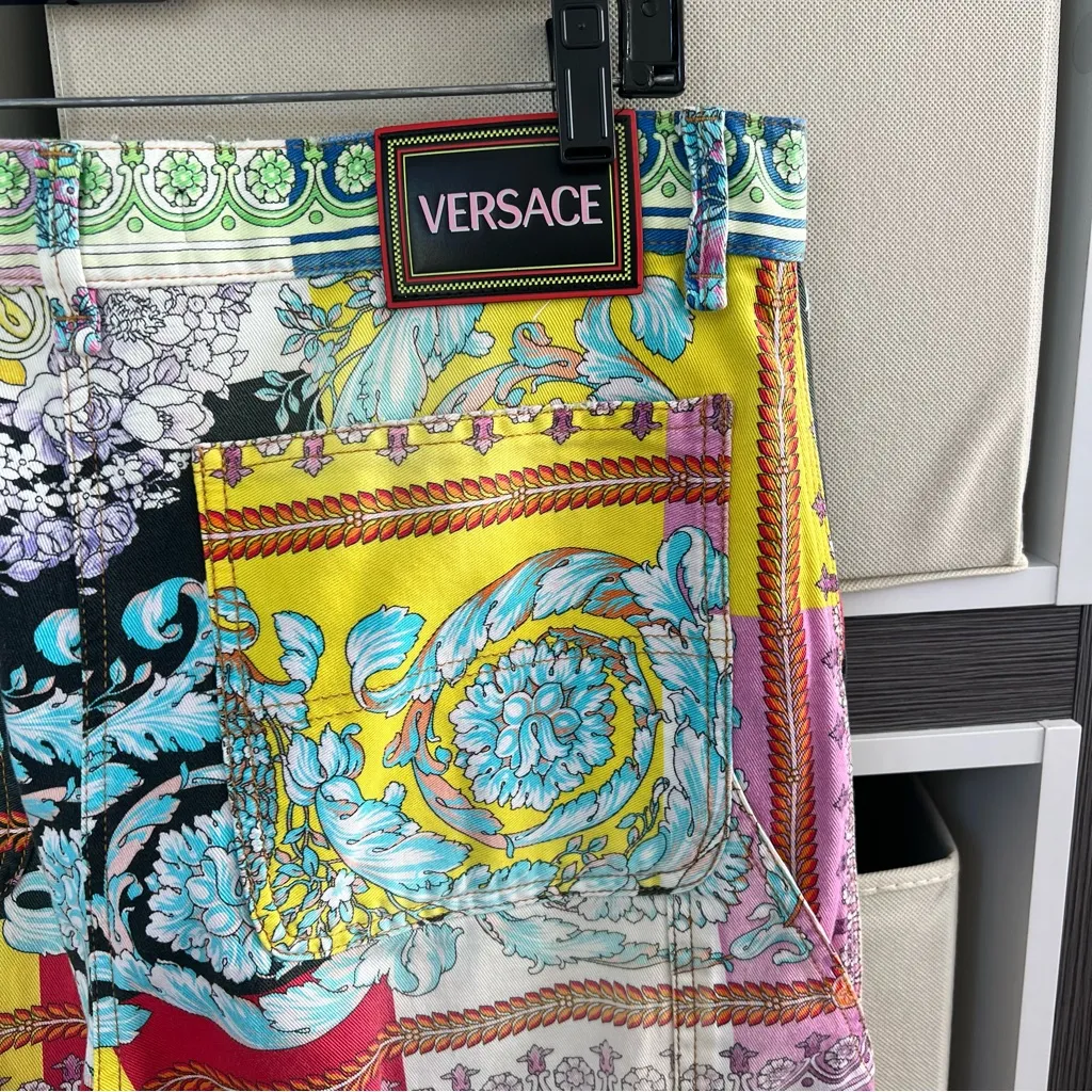 Versace NWT  Technicolor Baroque Print Jeans - Image 7