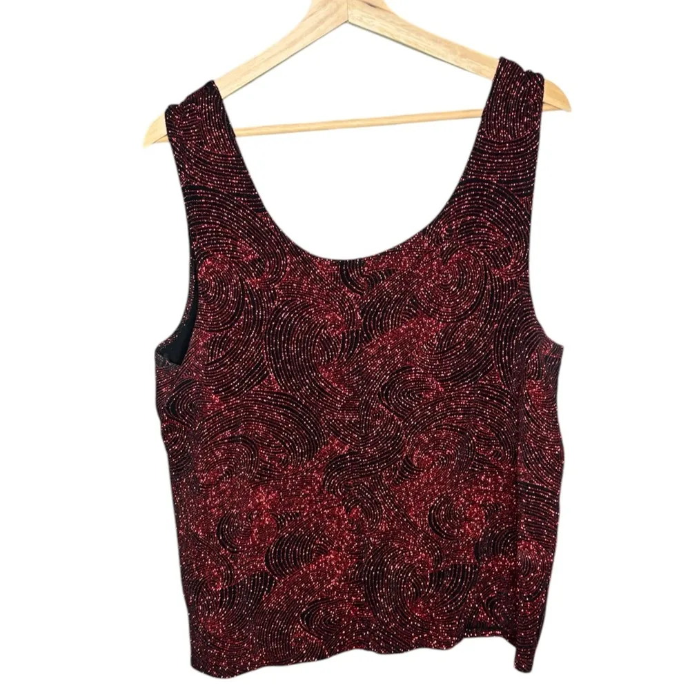 Ruby Red Glitter Swirl Tank Top Size 18 - Image 2