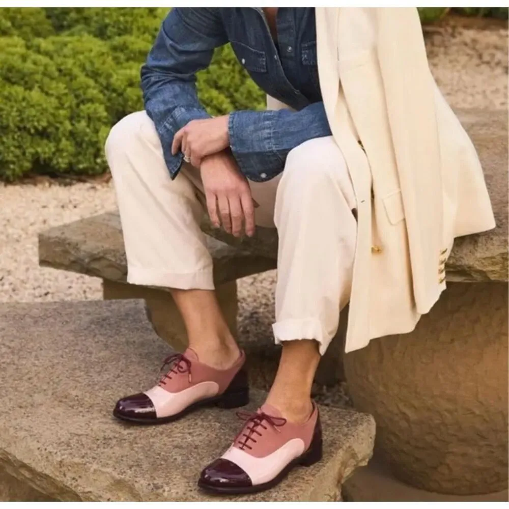 The Office of Angela Scott Ms. Baker Oxford 37.5/7.5 soft and patent leather pin Pink - Image 2