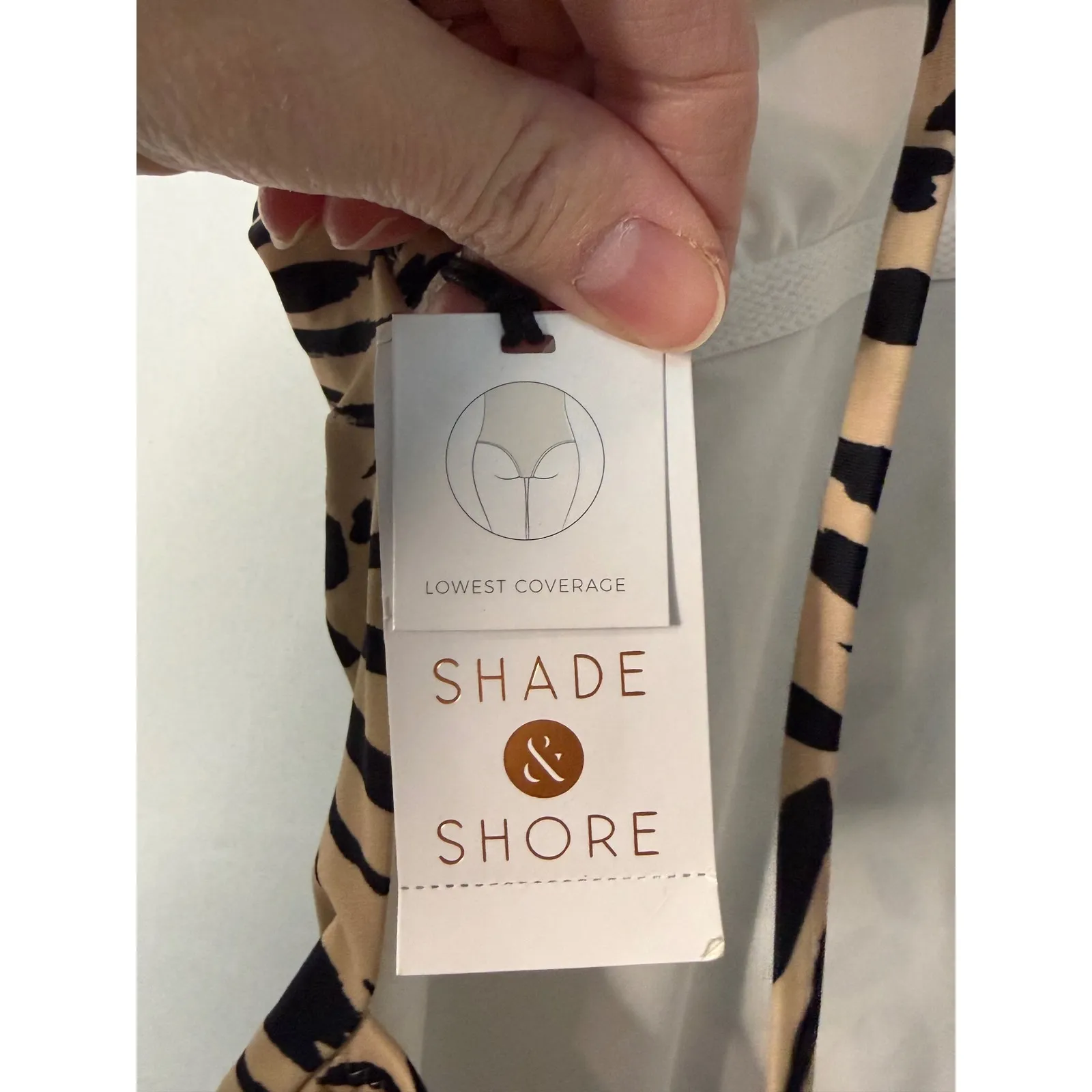 Shade & Shore One Piece Swimsuit Tan Black Animal Print Crisscross Back - Image 6