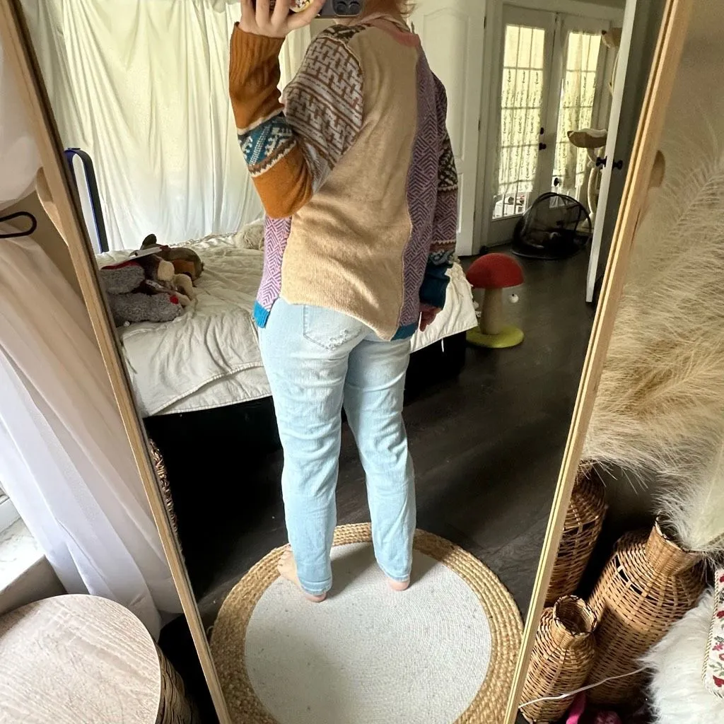 Sundance Women’s Small Fields of Fair Patchwork Sweater Alpaca Wool Blend - Image 3