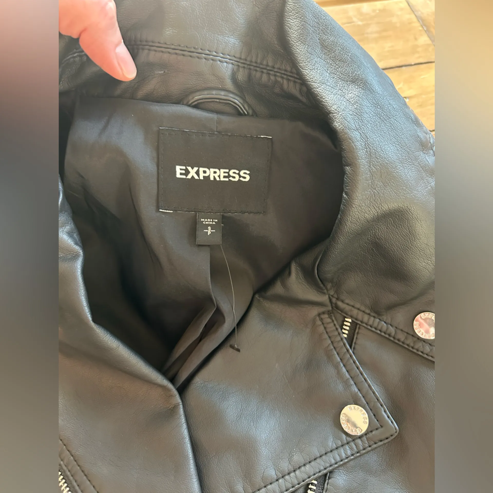 NWT Express Quilted Vegan Leather Black Moto Jacket S - Image 2