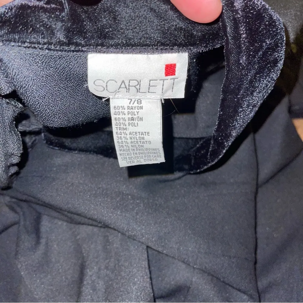 Scarlett Women’s 2 Pc Skirt Set Black Velvet Cuffs Neck Buttons Size 7/8 Vintage - Image 10