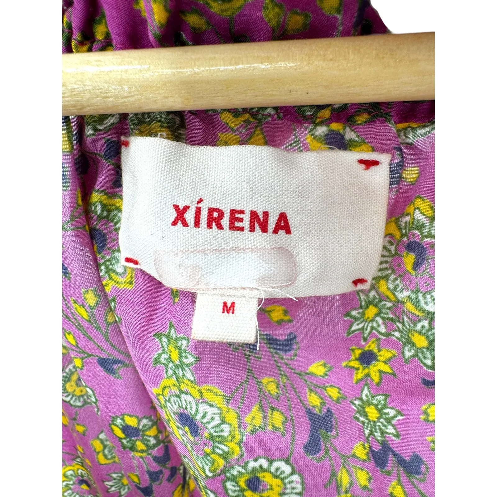 Xirena Dalyn Pink Floral Tiered‎ Peasant Mini Dress Women's M Cotton Silk Blend Size M - Image 4