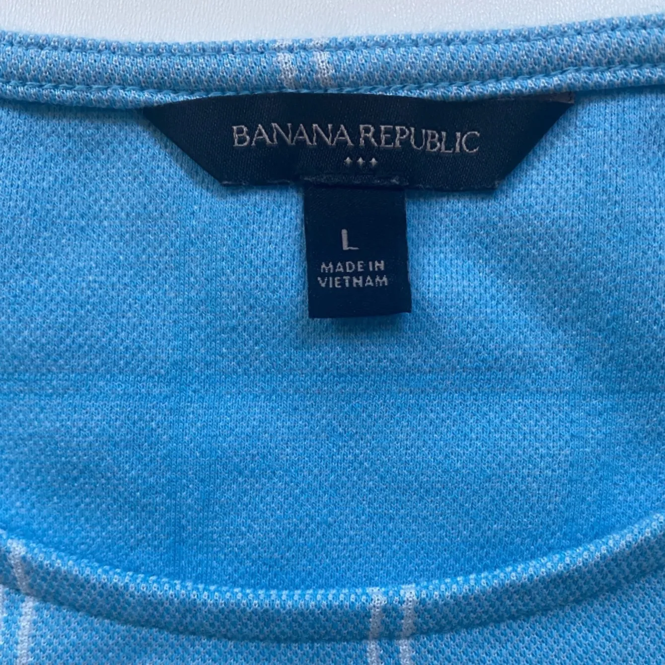 Blue Plaid Puff Sleeve Crew Neck Top Banana Republic Women's Size L EUC - Image 7