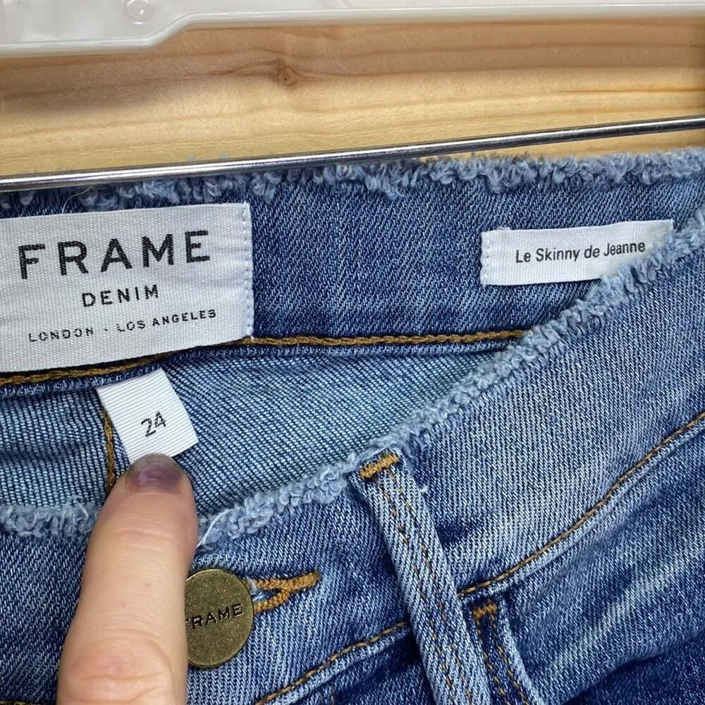 Frame Denim Le Skinny de Jeanne Distressed Fray Havelock Skinny Jeans Size 24 - Image 3