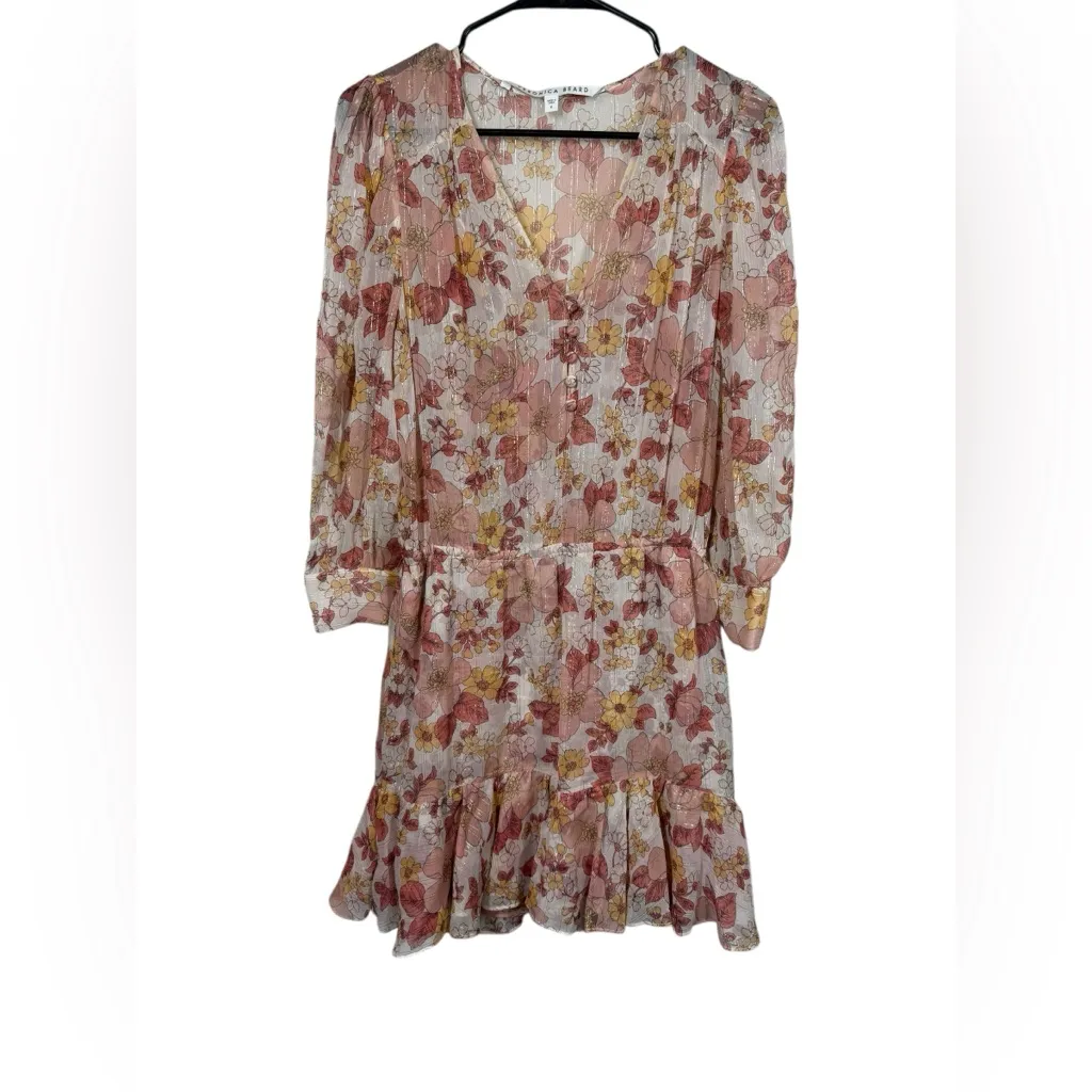 Veronica Beard Cybil Melon Floral Dress Size 6 - Image 3