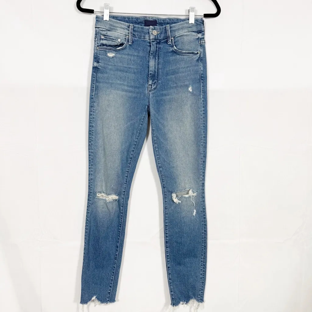 MOTHER High Waisted Looker Ankle Chew Learning To Hula Rainbow Pocket Jeans Blue Size 26 - Image 3