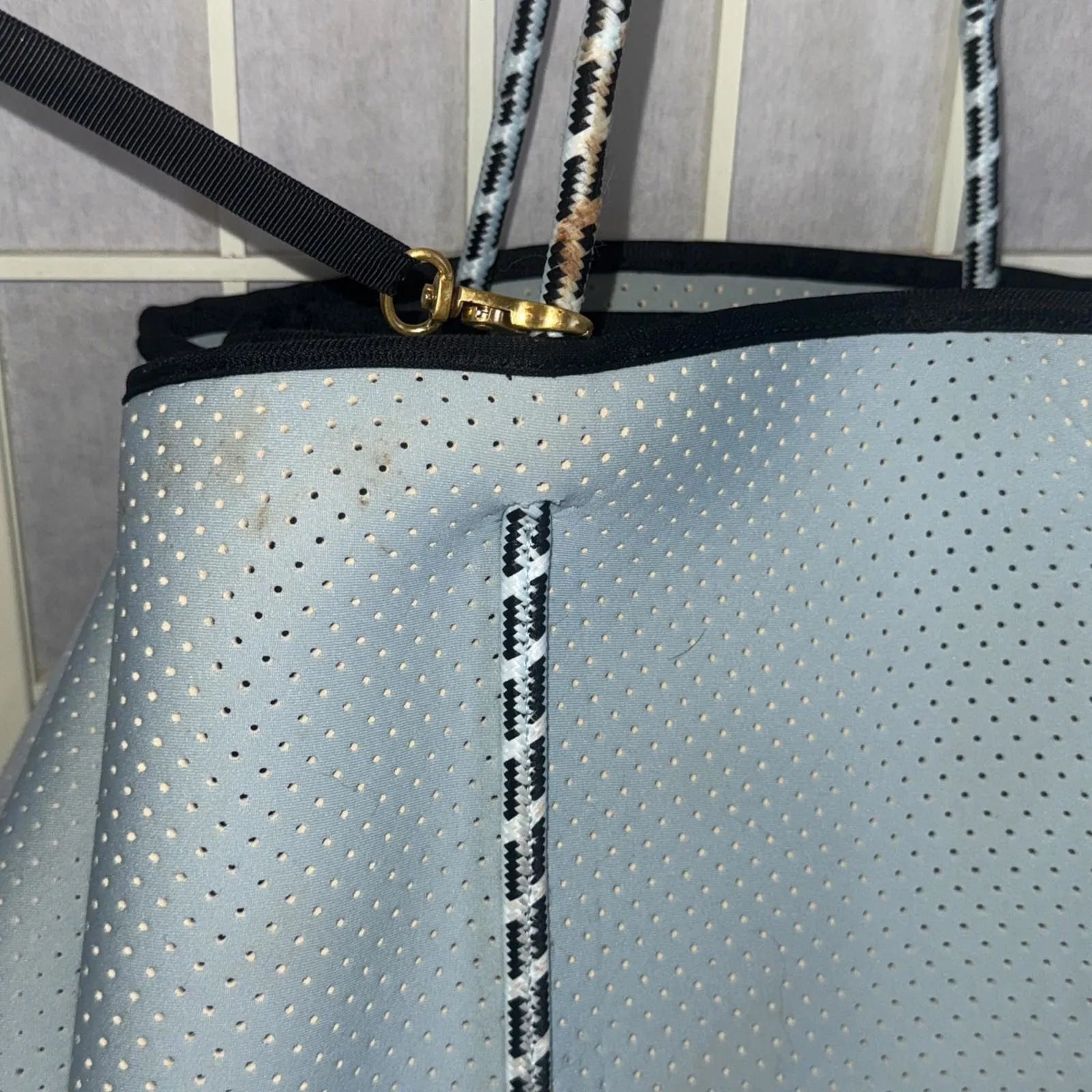 Annabel Ingall Neoprene Tote Bag Gray Large Lightweight Gym Casual Travel Purse - Image 2