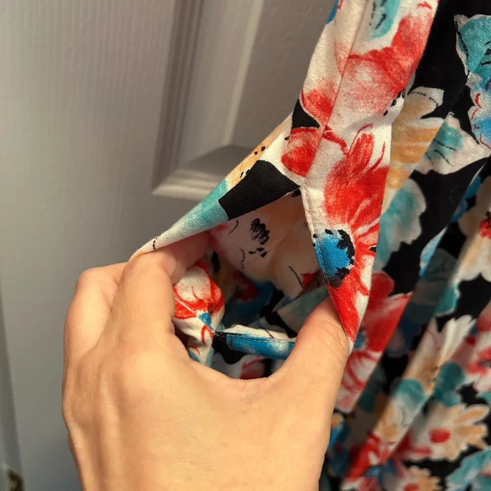 Vintage Floral Cap Sleeve Dress | Women’s Size 10 Red - Image 6