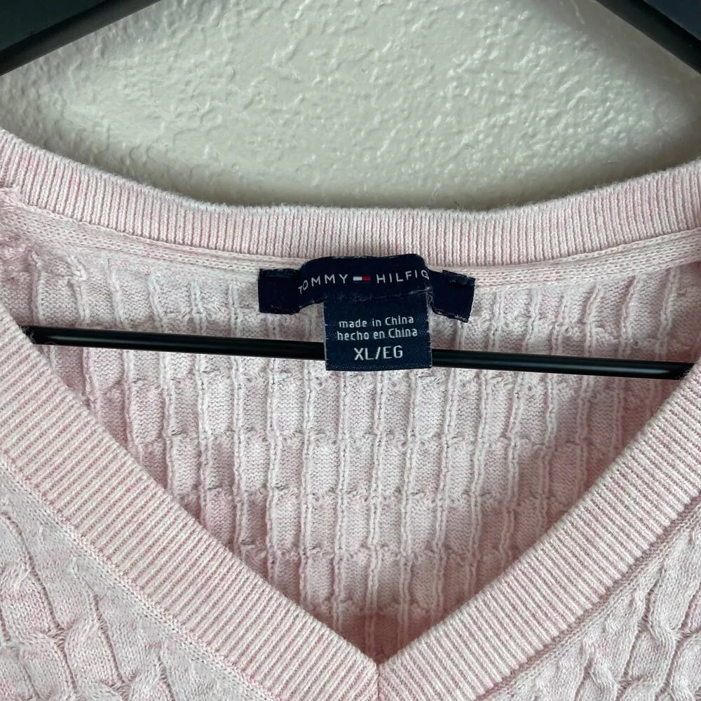 Tommy Hilfiger Pale Pink Fitted Knit Sweater Size Extra Large - Image 3