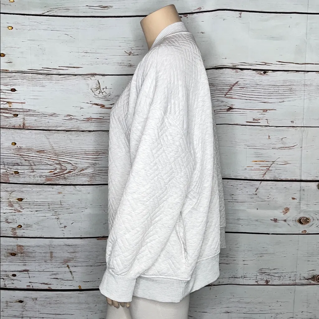 LIVI Lane Bryant Size 26/28 Gray French Terry Quilted Zip Front Jacket - Image 3