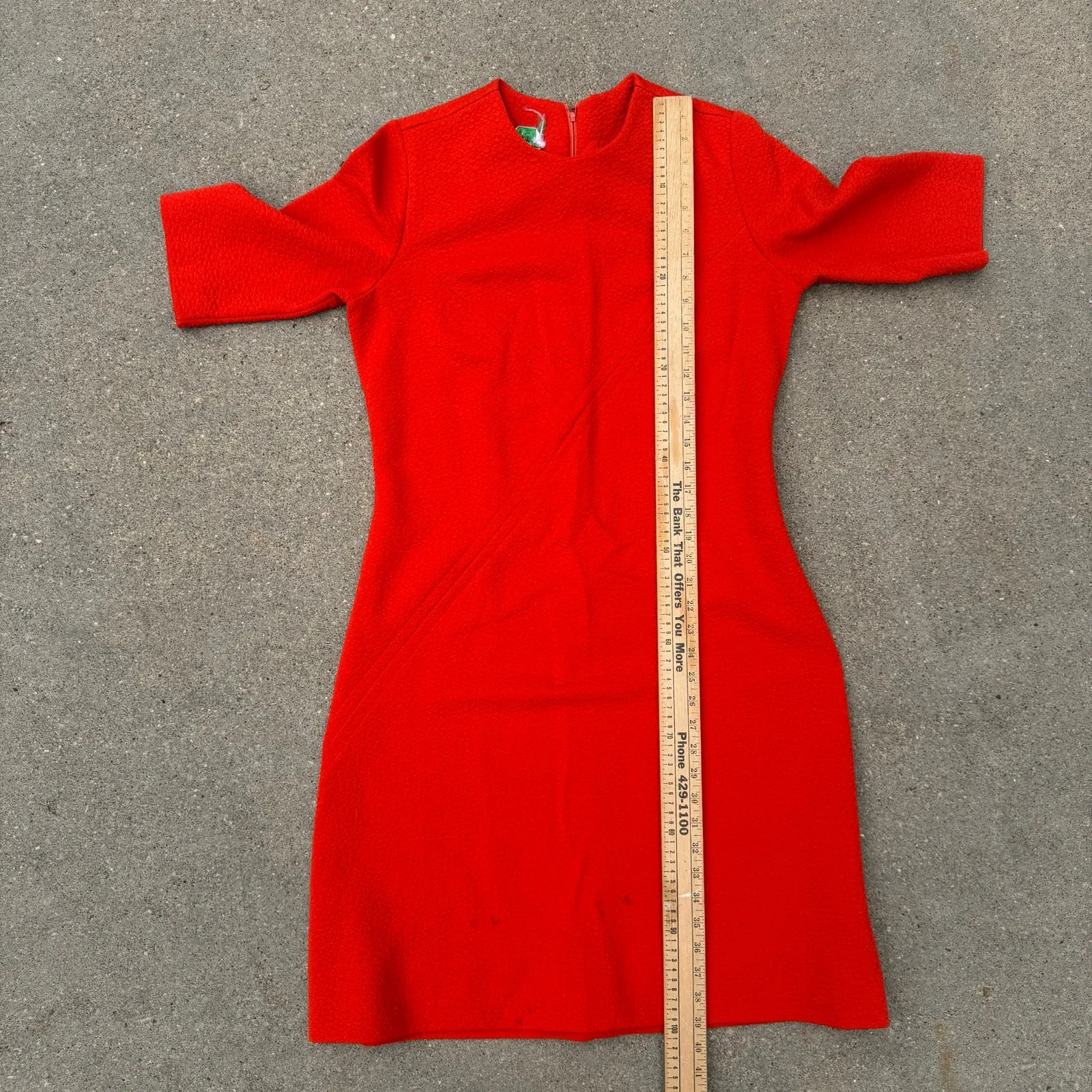 VTG 60s 70s Fashionmaker Orange Double Knit Polyester Textured Sheath Dress Size L - Image 10