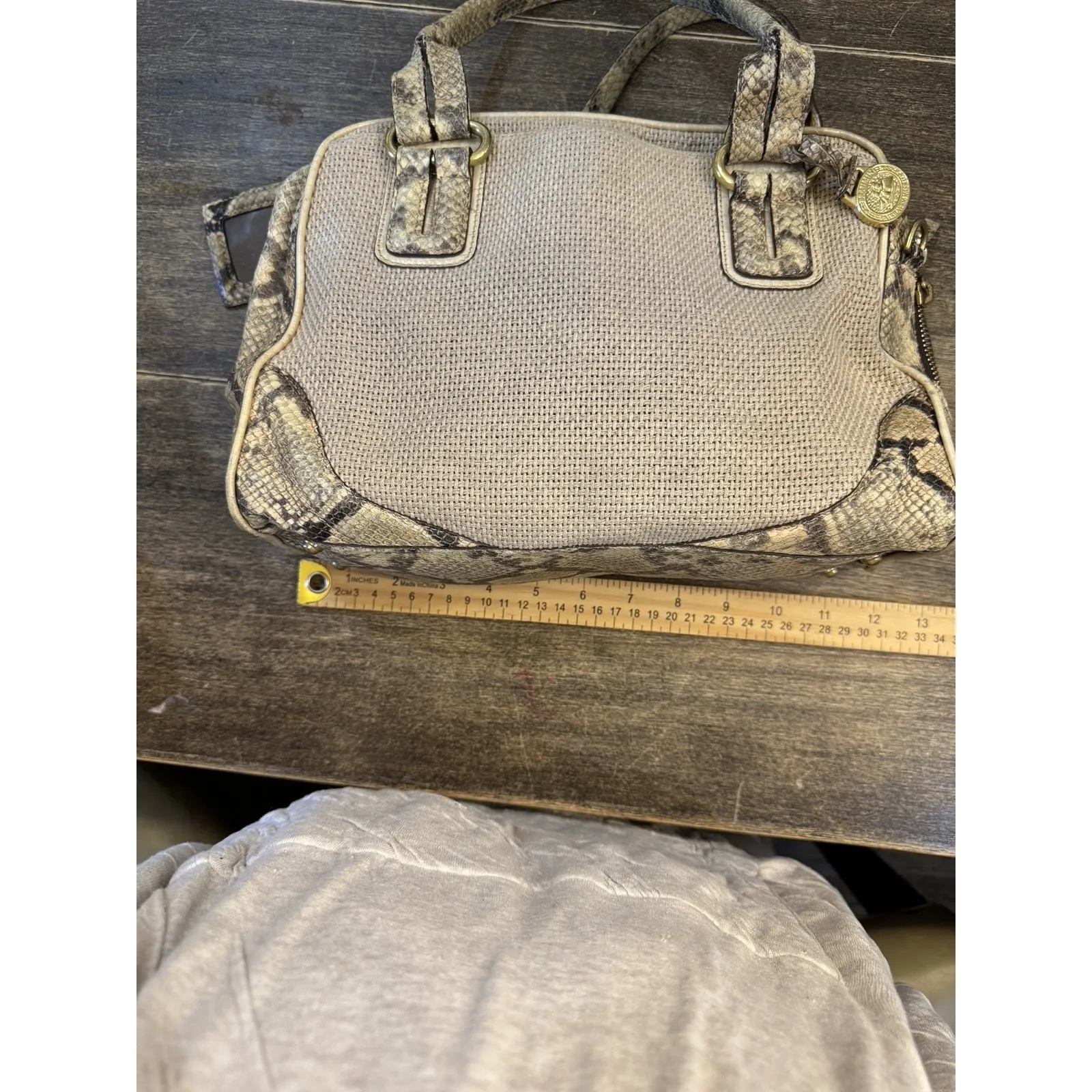 Brahmin Small Caroline satchel bag in a textured canvas Snakeskin Embossed - Image 9