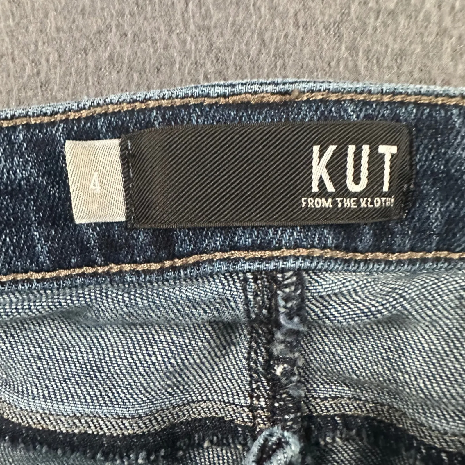 KUT From The Kloth Reese Ankle Straight Jeans Womens 4 Blue Distressed Cropped - Image 9