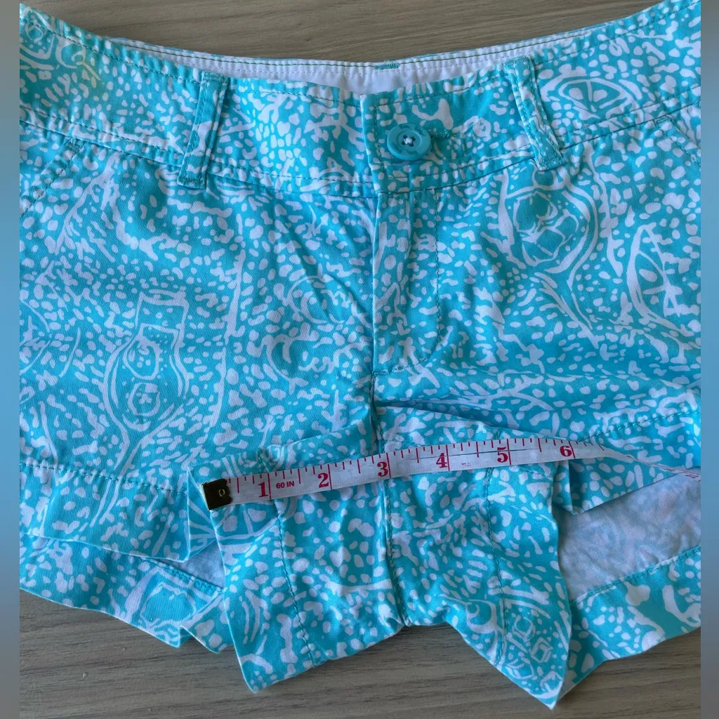 Lilly Pulitzer Aqua Patterned Jean Shorts - Image 8