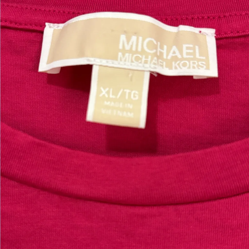 Michael Kors Fuchsia Logo Muscle Tee - Image 5