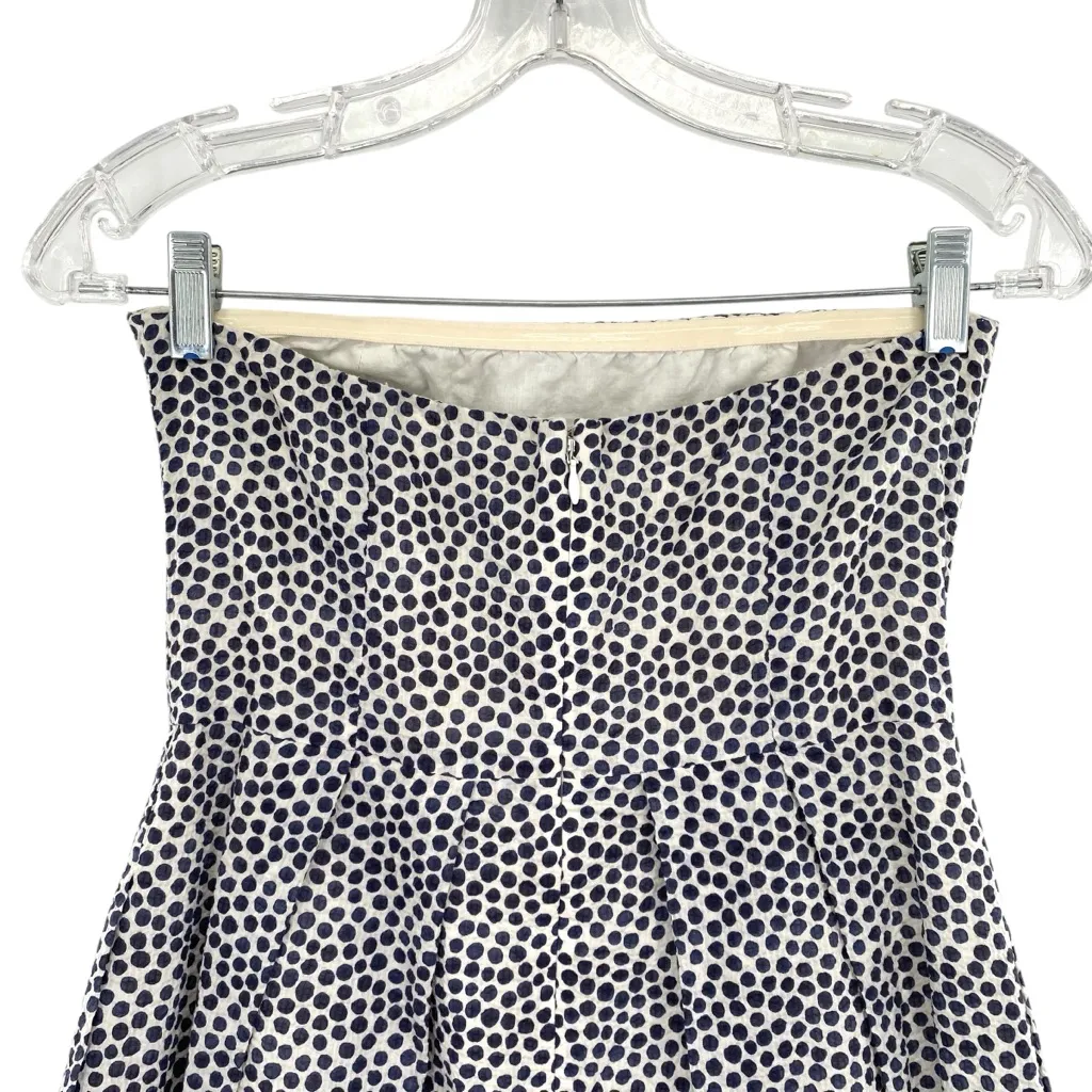 J. Crew Womens Lorelei Navy Blue Polka Dot White Seersucker Strapless Dress - Image 6