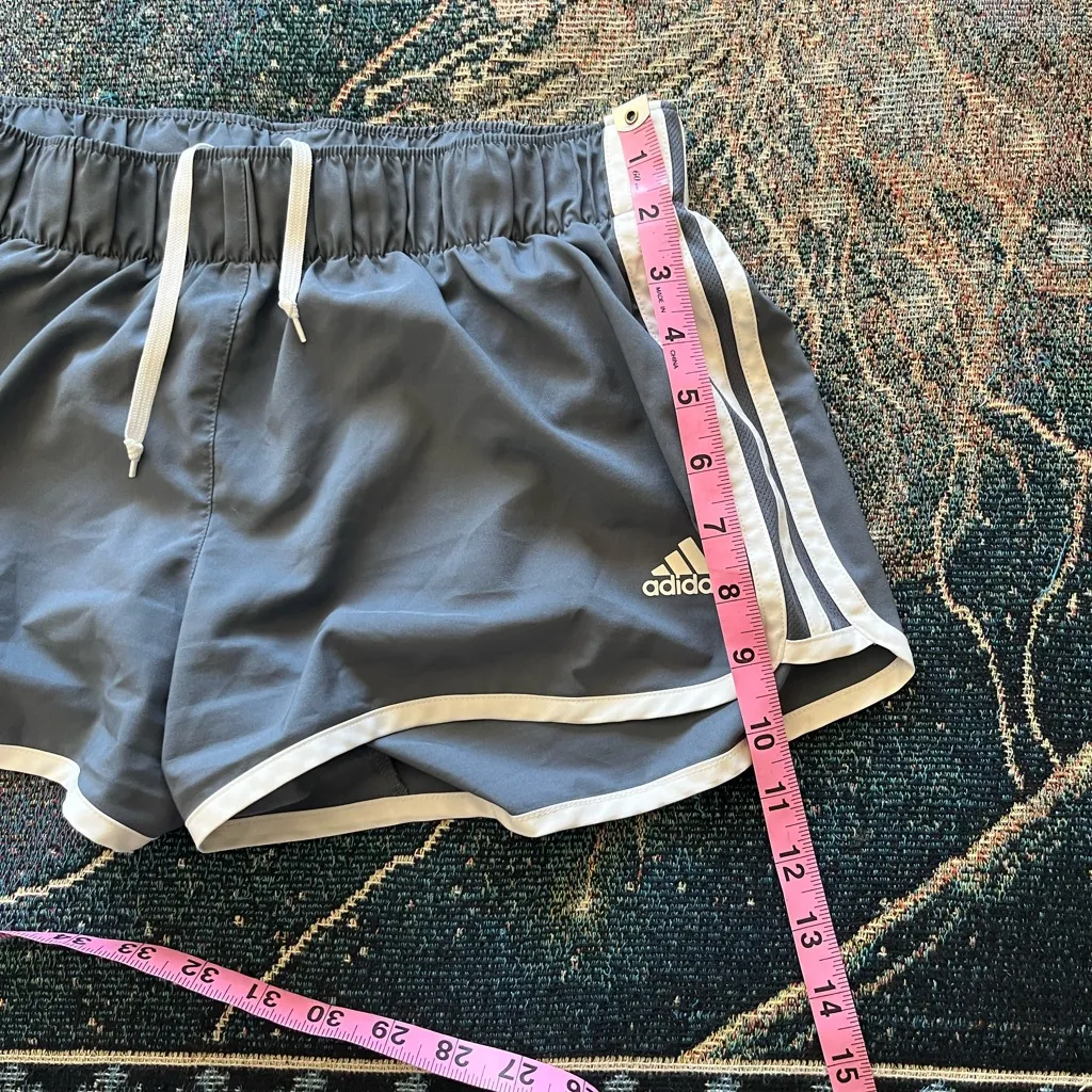 Adidas Women’s Athletic Running Shorts Grey White Y2K Sports M Stretch Gymwear - Image 10