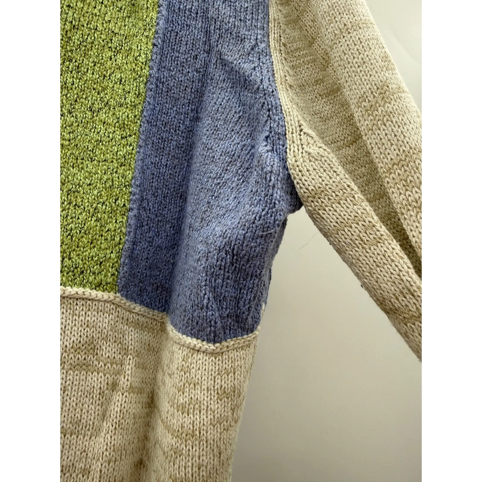 Icelandic Design Clare Patchwork Cardigan Women's Medium Button Knit Sweater Brown - Image 5