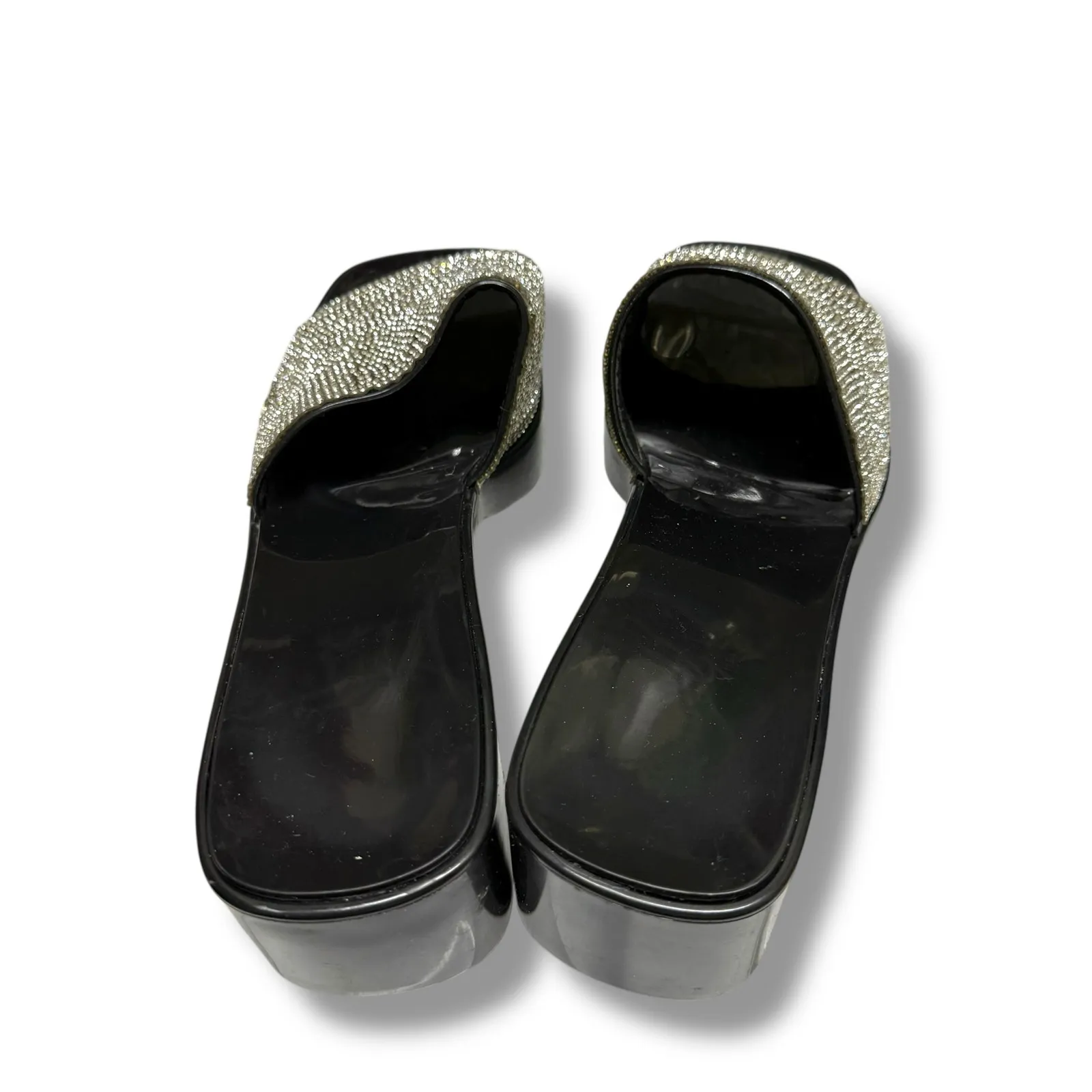 Nicole Miller Womens Shoes Sz 12‎ Black Tikki Jelly Sandals Bejeweled Bling - Image 2