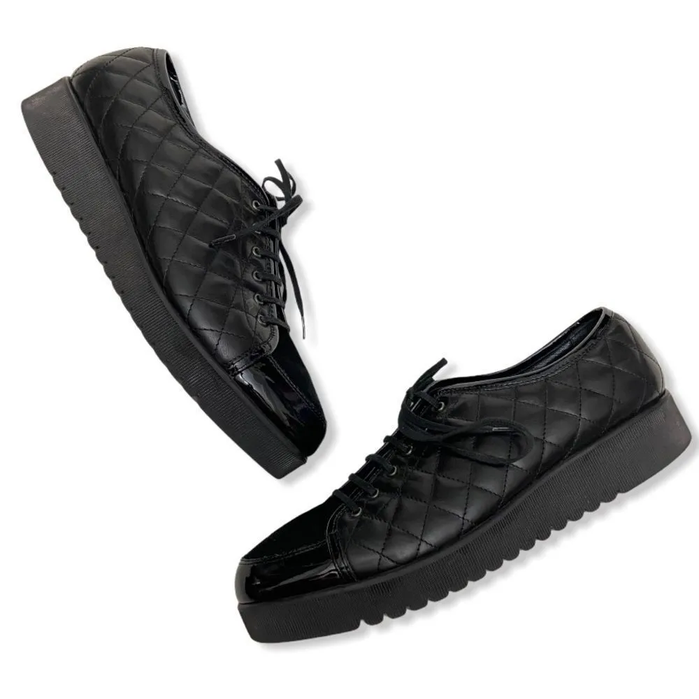 Aquatalia QuiltedâBlack Leather Platform OxfordâSneakers - Image 6