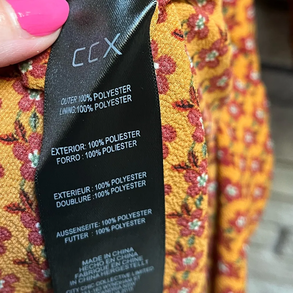 City Chic CCX Retro Chic Floral Belted Dress Mustard Printed Size 14 xs - Image 7