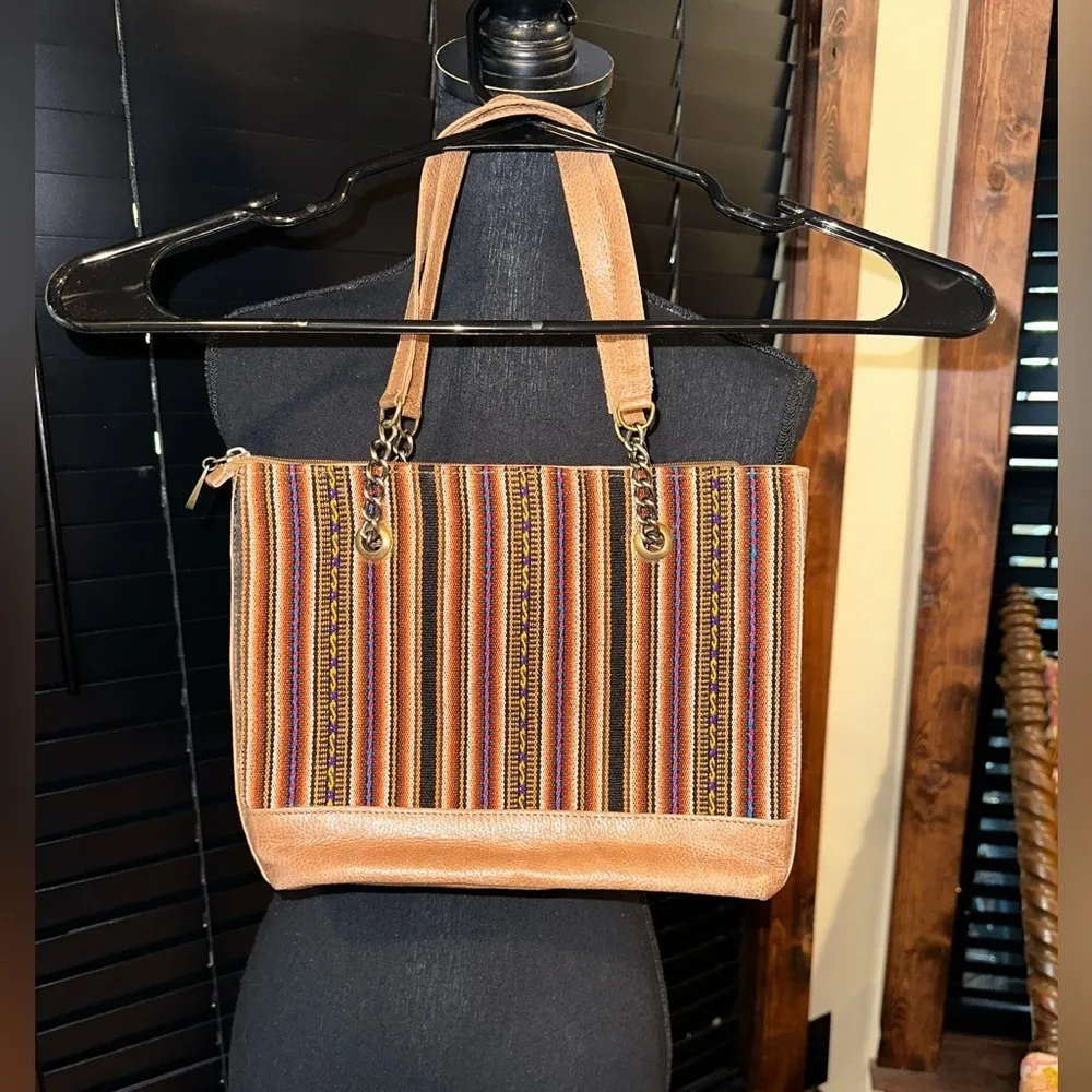 Runakay Peru Fabric Shoulder Bag EUC Tan - Image 3