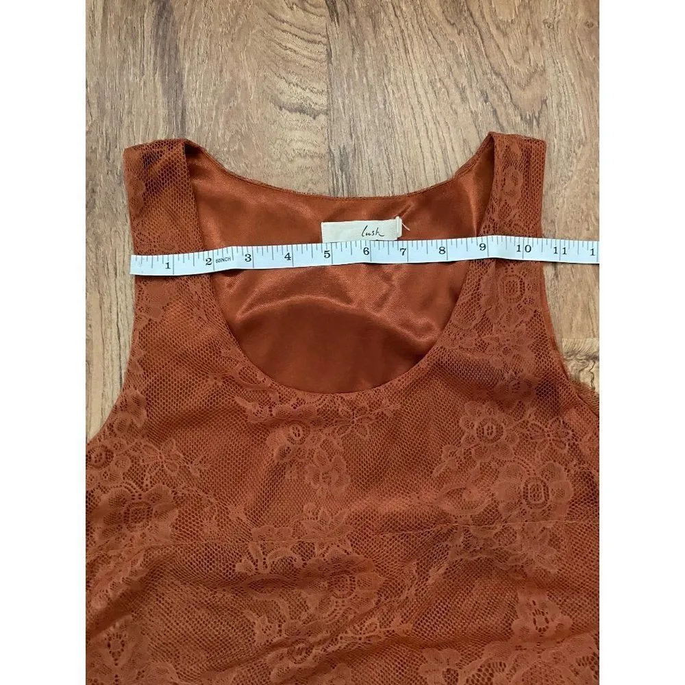 Lush womens rust layered fringe dress XS - Image 10