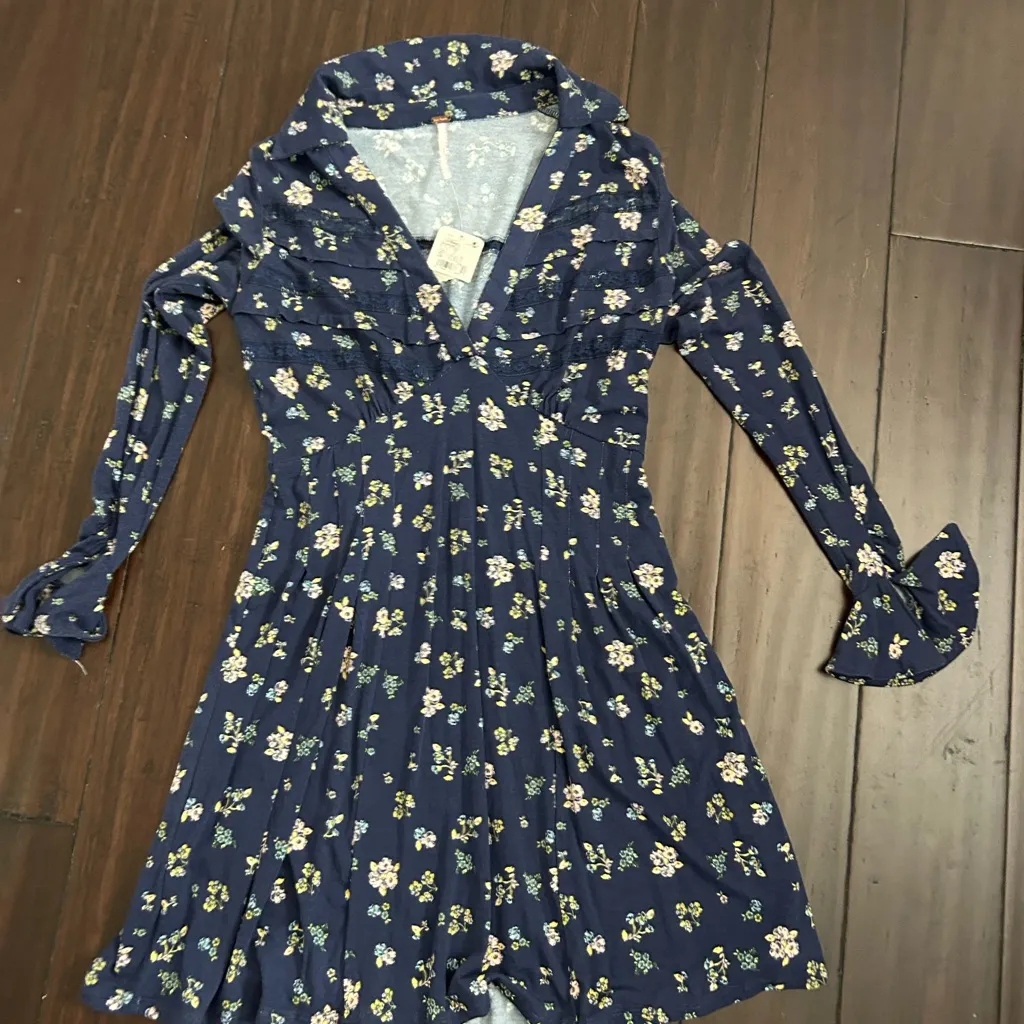 Free People | Good Days Prairie Western Floral Print Mini Dress Navy | S - Image 6