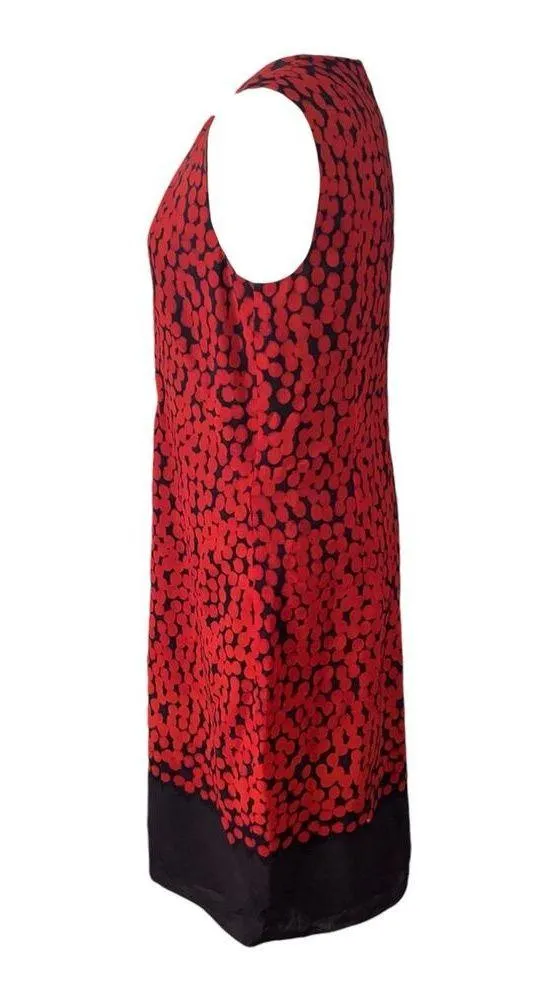 Akris Punto Wool Red Brown Print Sleeveless Knee Length Shift Dress Size 10 - Image 3
