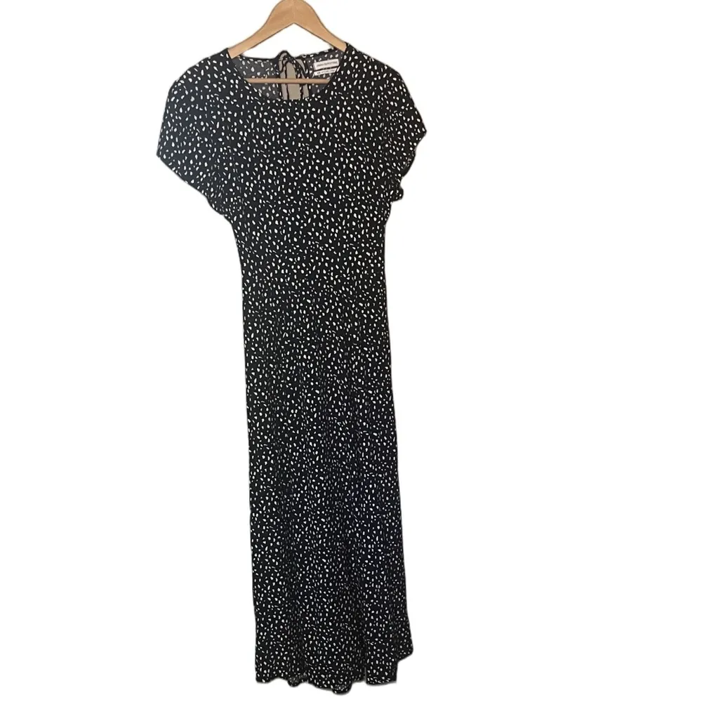 Urban Outfitters Lindsey Spot Midi Dress Blue White Dots Medium - Image 3