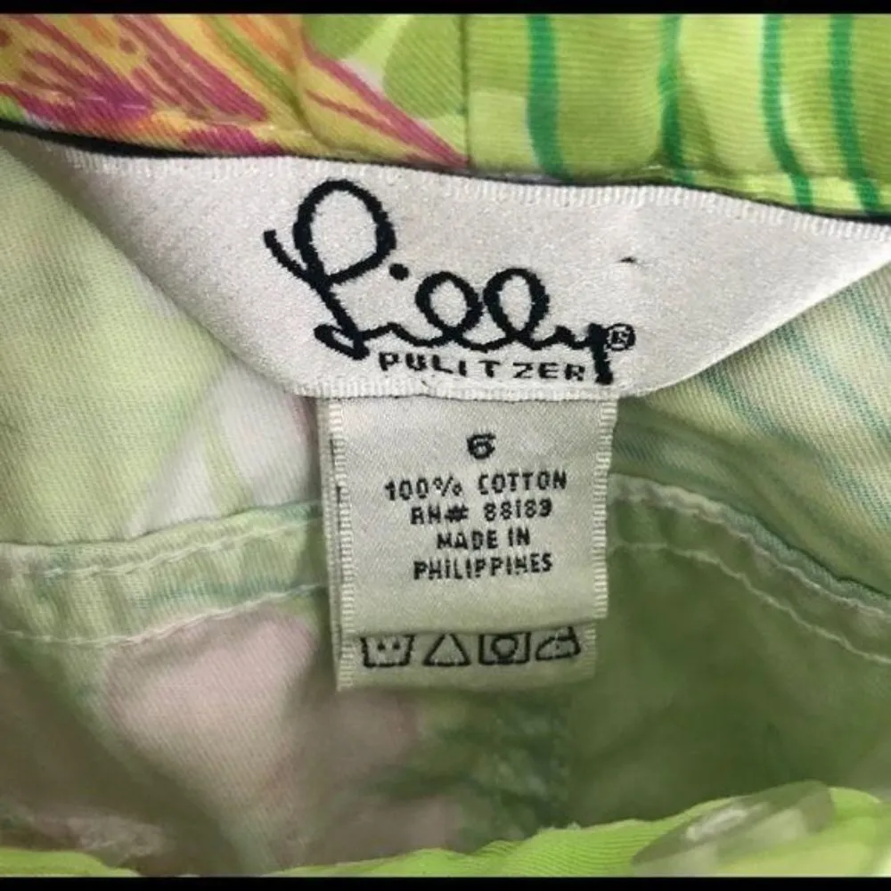 vintage Lilly Pulitzer white label  cotton capris pants palm leaf tropical beach - Image 5