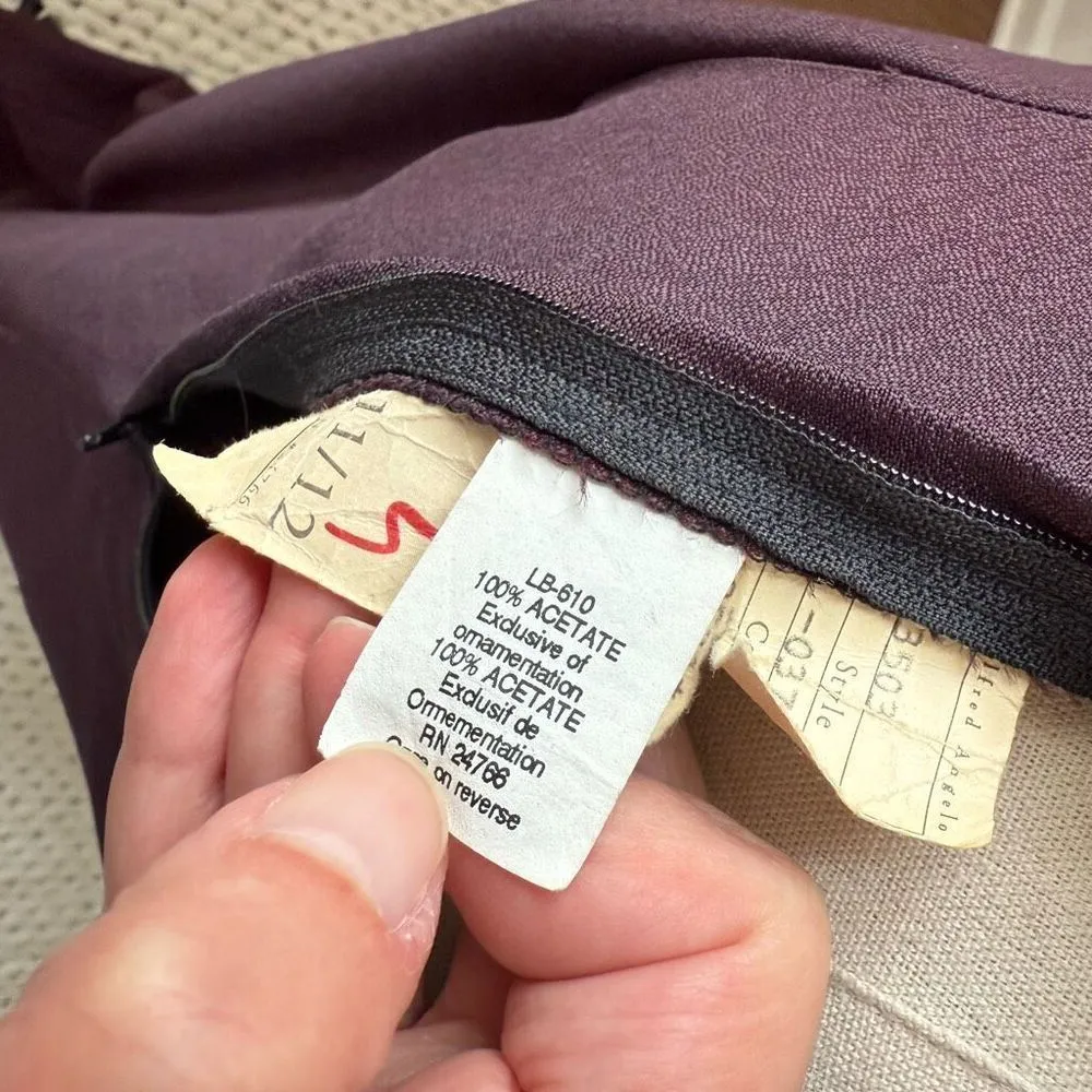 Vintage 80s 90s Purple Black Mesh Beaded Illusion Bodice Formal Gown M Purple Size M - Image 9