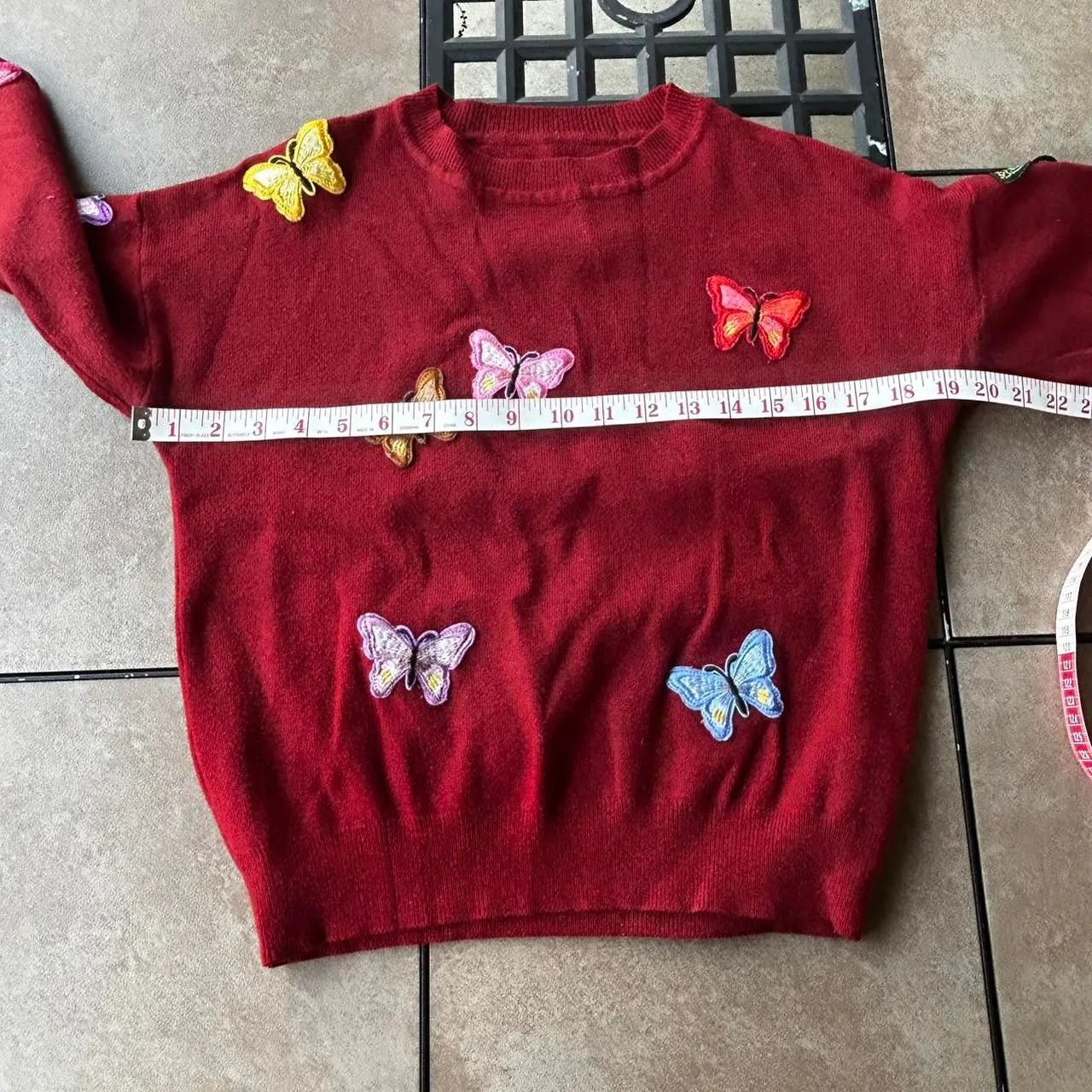 Vintage red butterfly sweater Size M - Image 2