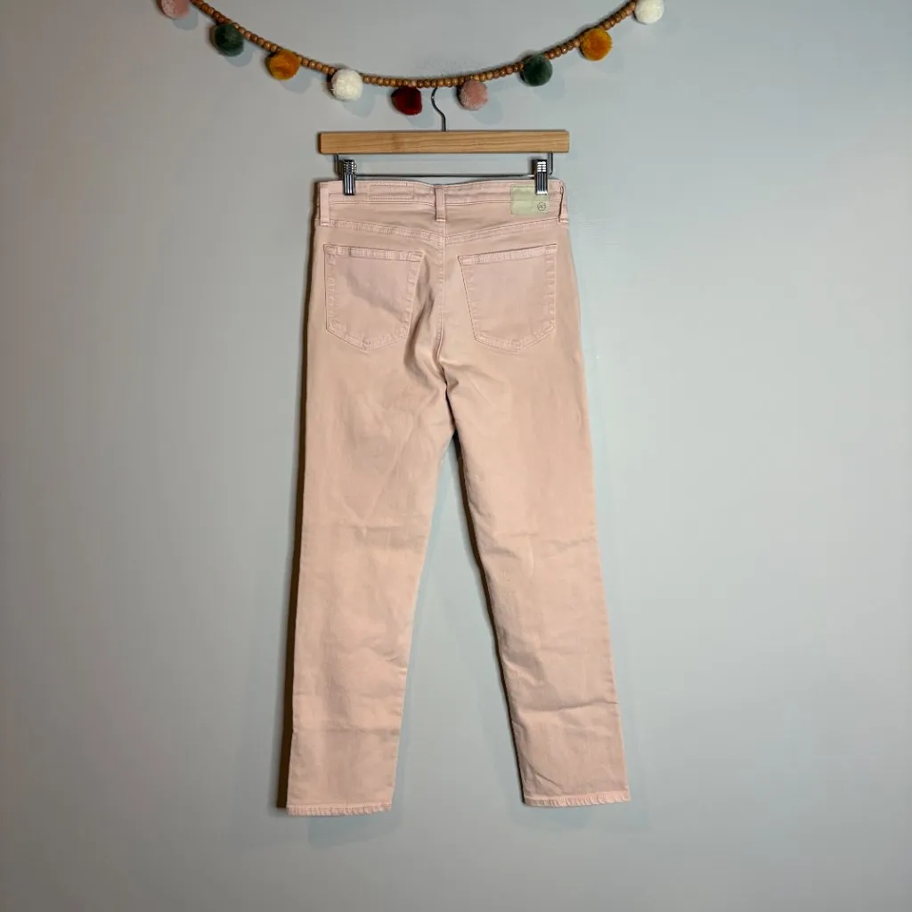 AG Adriano Goldschmied Isabelle High Rise Straight Crop blush pink jeans - Image 5