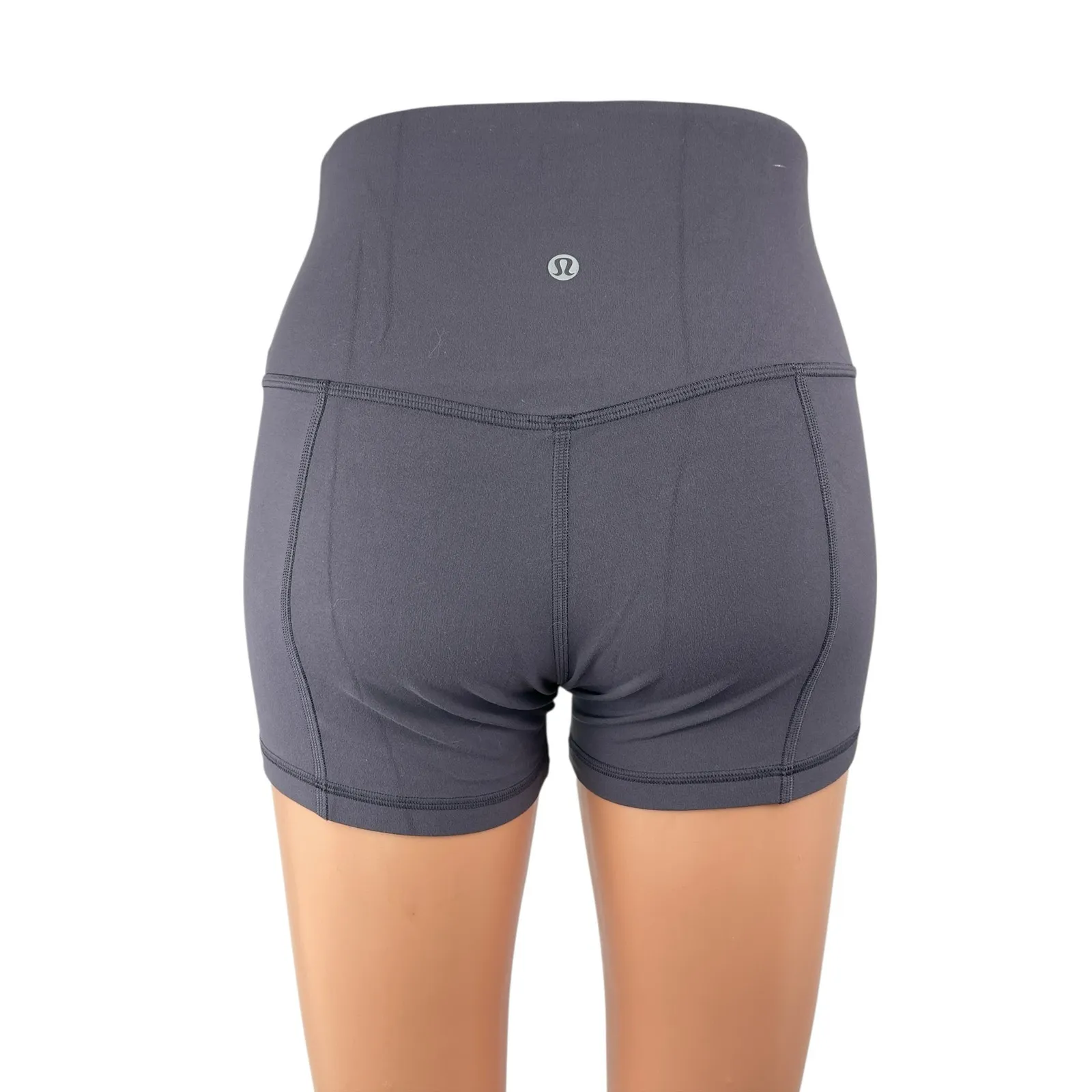 Lululemon Women's Gray High Rise Athletic Yoga Activewear Running Biker Shorts 6 - Image 2