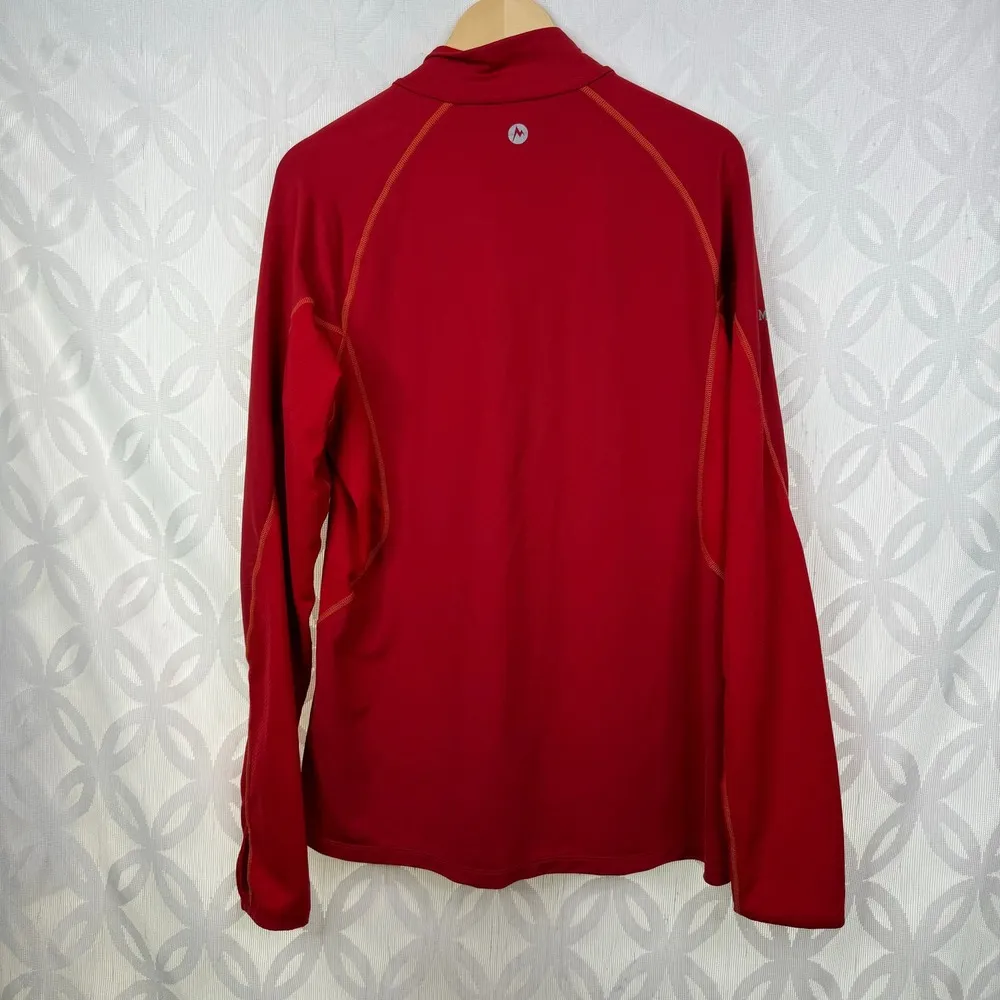 Marmot Red Long Sleeve 1/2 Zip Athletic Long Sleeve Tee Thumbholes Size L - Image 4