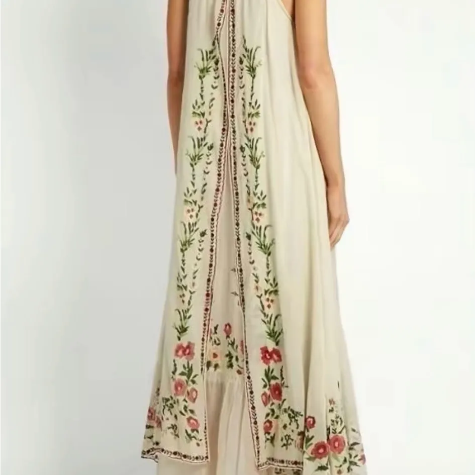Floral Cream Maxi Dress Red Size XL - Image 3